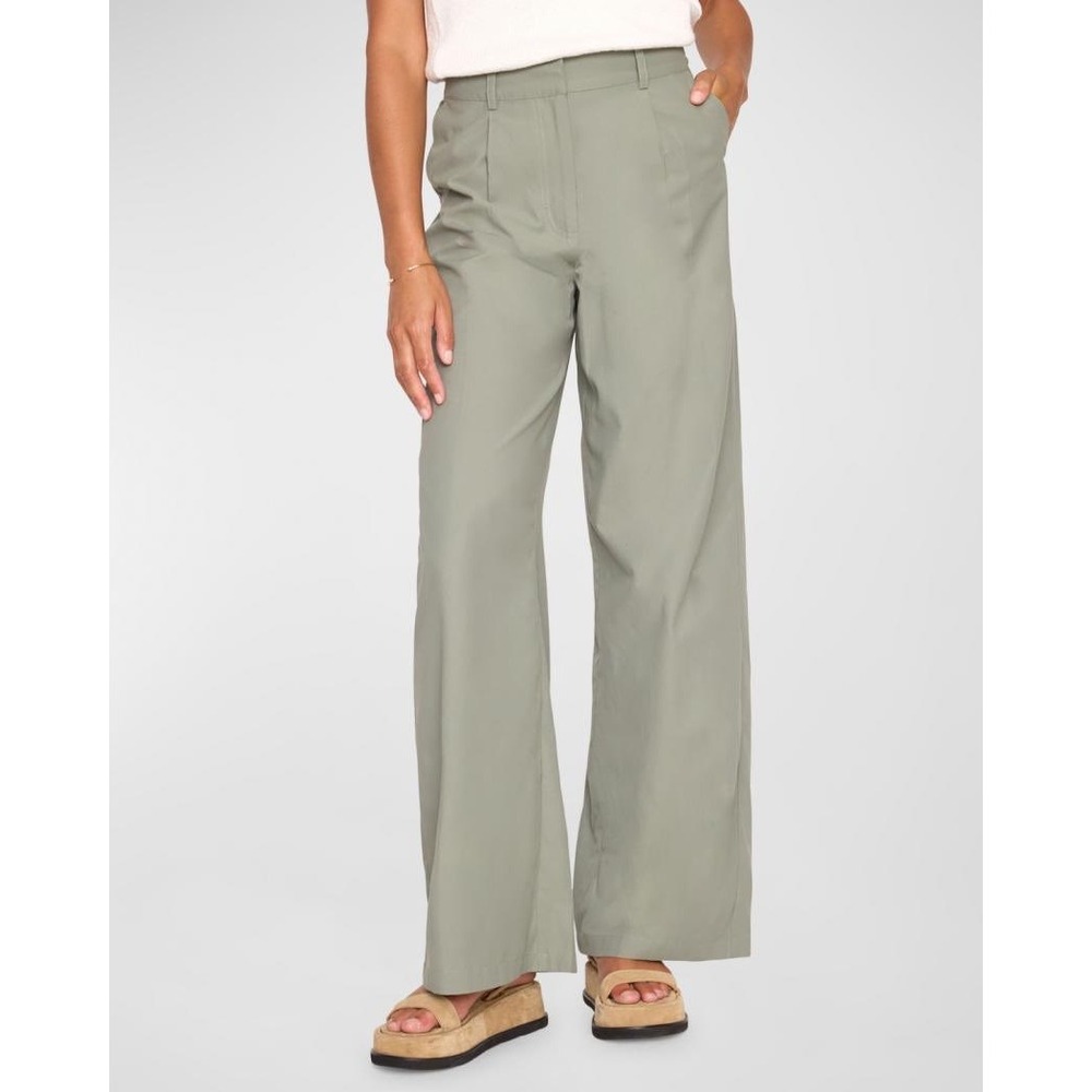 Brochu Walker Joya Pleated High-Rise Wide-Leg Pants Sage Green JCP4192 Large